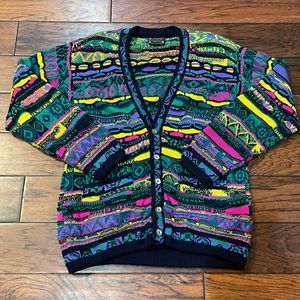 COOGI 3D Knit Women's Cardigan Sweater Size SS Australia Vintage 100% Pure Wool